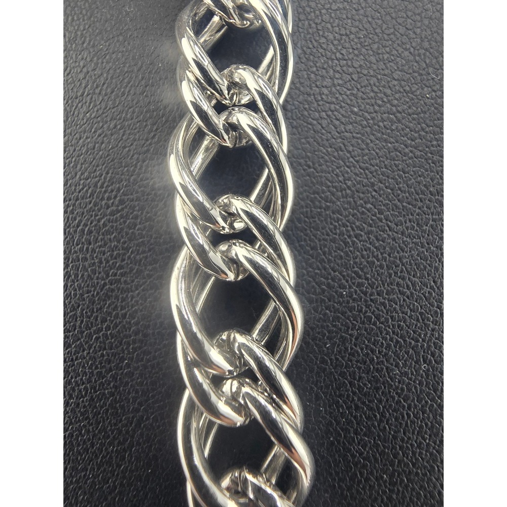 Vintage Napier Necklace Silver Tone Double Link Curb Chain 18in